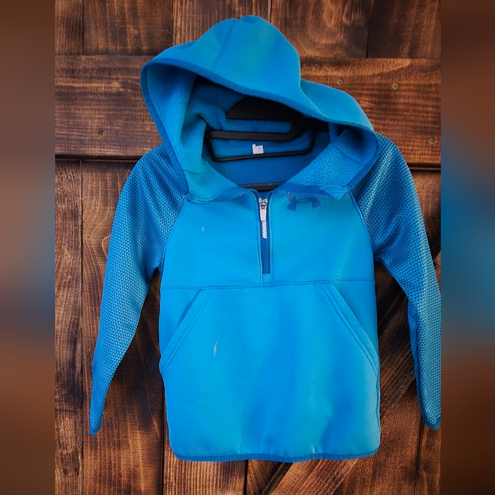 Under Armour Blue Kids Hoodie Quarter Zip Sweatshirt Youth (Size S)